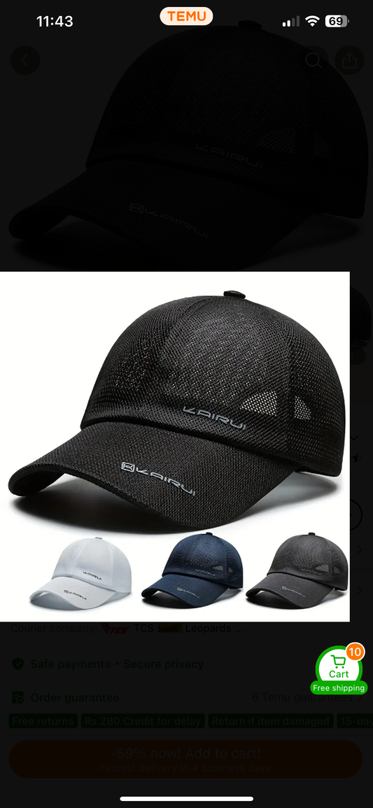 Breathable Men’s Best Quality Cap